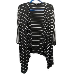 Nass Woman Black & White Striped Open Cardigan - Size Medium